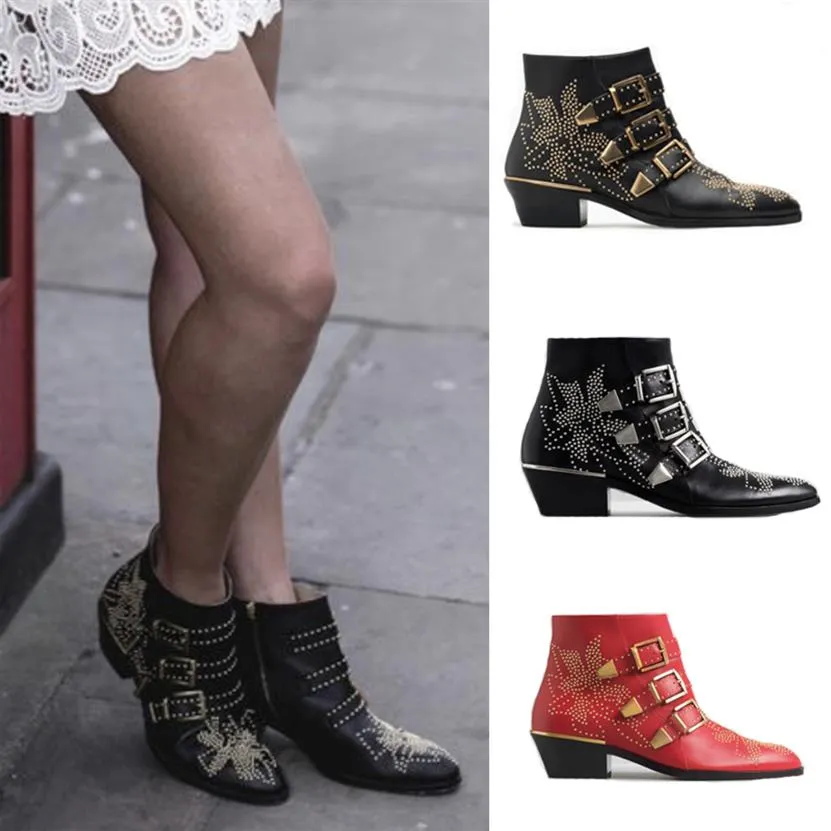 Женщины, усыпанные Susanna Boot Leather Buckle Boots Boots Boot