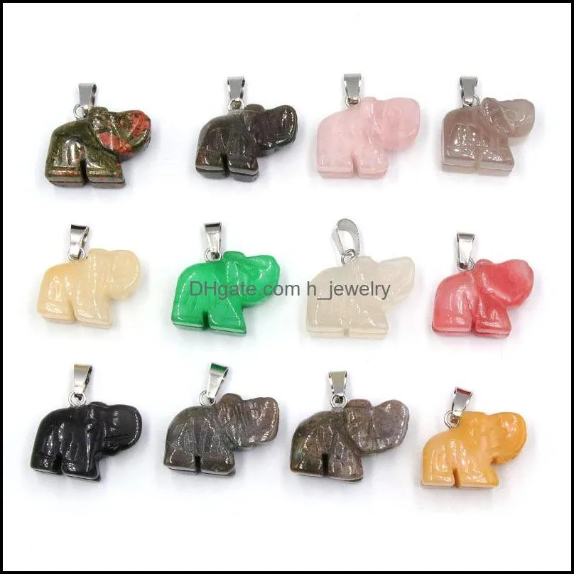 Charms Elephant Shape Stone Rose Quartz Crystal Charms Pendant Healing Pink Crystals Fashion Jewelry Making Wholesale Dr Dhseller2010 Dhdb0