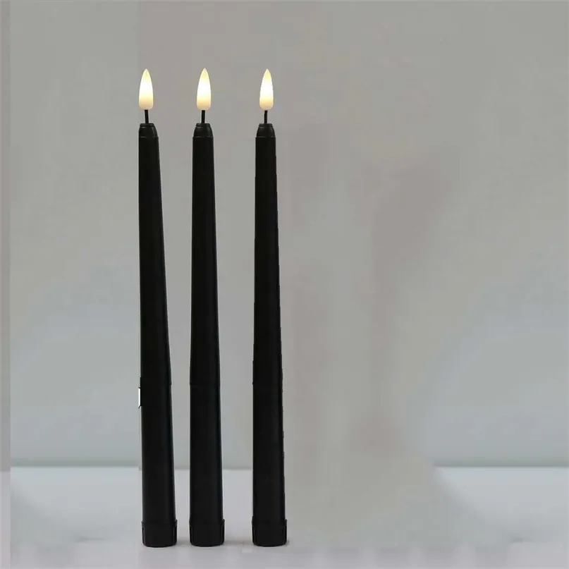 Candele 3 Pezzi Led Neri Con Fiamma Tremolante A Batteria Senza Fiamma Decorazione Tomba di Halloween Chiesa Votiva 220829