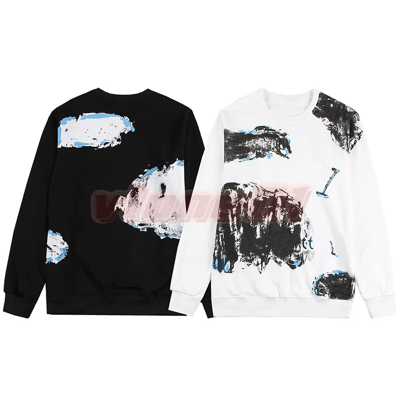 Högkvalitativa herrtröjor Kvinnor Rund hals långärmad t skjortor Par Casual Loose Graffi Print Sweatshirts Asiatisk storlek M-2XL