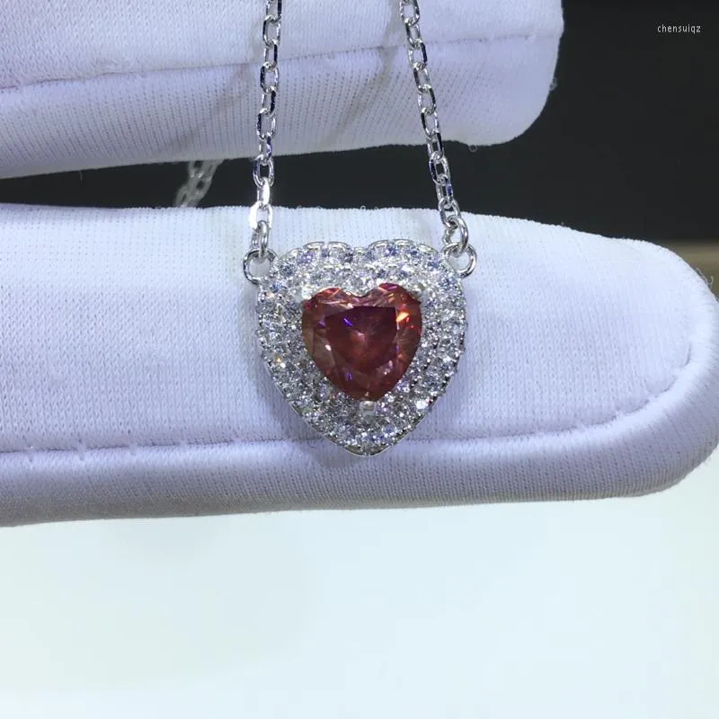 Anhänger Andere Rote Granatapfelfarbe Diamant Test Vergangenheit Moissanit Anhänger Schlüsselbein Halskette Silber 925 Original Rubin Edelsteinkette Für