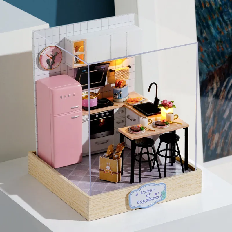 Arquitectura DIY House Doll Wooden Diy Muebles en miniatura Kit Casa Música Juguetes para niños Regalos de Navidad 220829