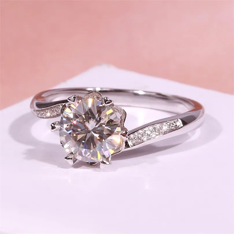 Anéis de casamento puro 18k de ouro branco 1ct 2ct 3ct Luxury hingle hrill anel de broca de diamante anel de casamento anel 220829
