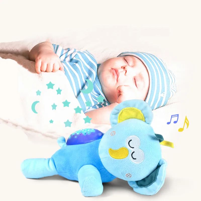 Finger Toys Children s Soft Toy Stuffed Soothe Doll Baby Sleep Led Night Lamp Animal Plush Musical Projector Light Plushie 220829