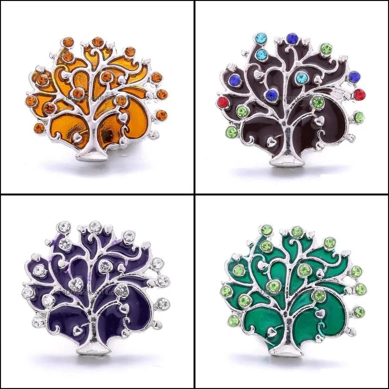 Clasps Hooks Healing Rhinestone Clasps Chunk Tree 18Mm Snap Button Zircon Charms Bk For Snaps Diy Jewelry Findings Sup Dhseller2010 Dhqpw