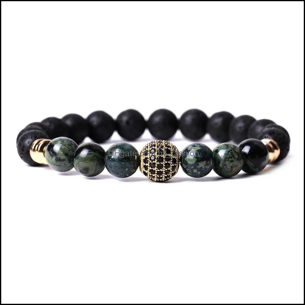 Charm armband cz boll polär sten pärlor handgjorda armband 8mm Buddha lava pärlor armband kvinnor smycken gåva dropp del mjfashion dhlqa