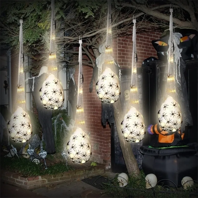 Altri articoli per feste per eventi Decorazione di Halloween Appeso Accendi sacchi di uova di ragno Decorazione per esterni Uovo di ragnatela incandescente Regalo illuminato per interni per la festa 220829