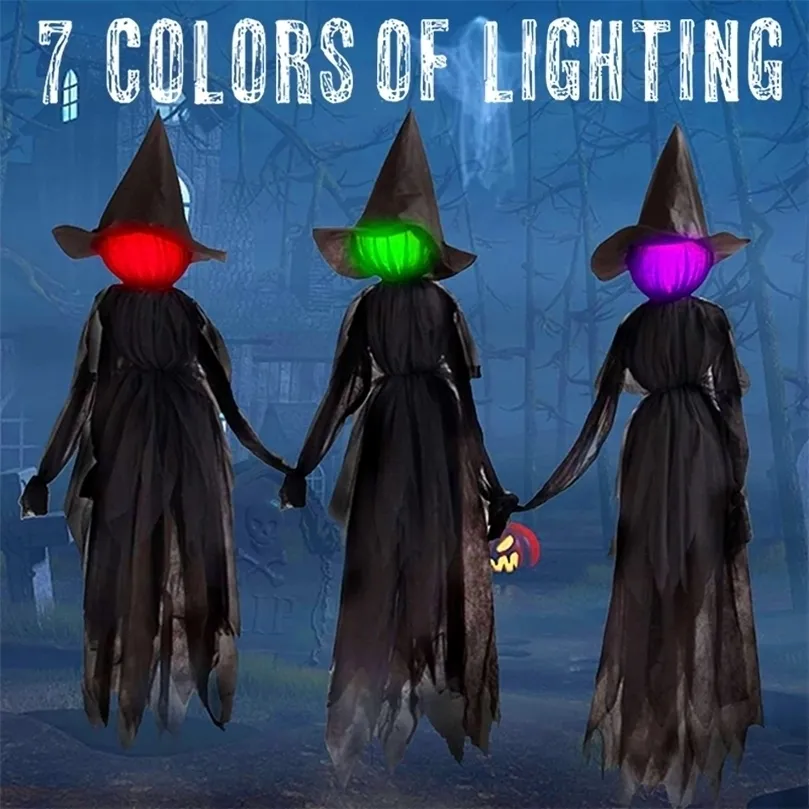 Autres fournitures de fête d'événement 13pcs Halloween LightUp Sorcières en plein air Tenant la main Horreur Props Sorcières Squelette effrayant pour la décoration Scary Ghost Props 220829