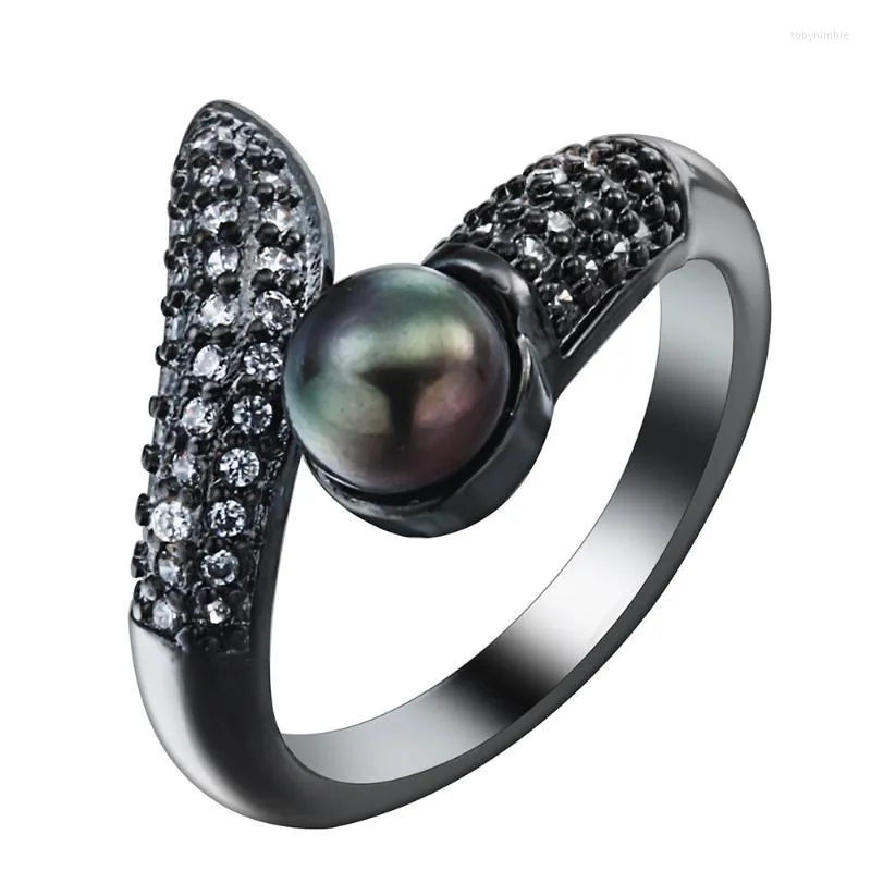 Black Gun Finger Snake Design Black Wedding Rings Female With Simulated