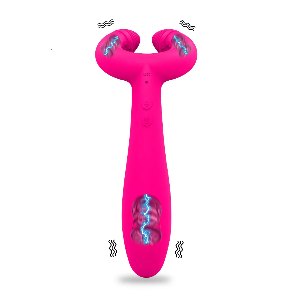 Skönhetsartiklar dubbel penetration 3 motorer dildo vibrator sexiga leksaker för kvinnor män vuxna par nippel klitoris vagina penis stimulator massager