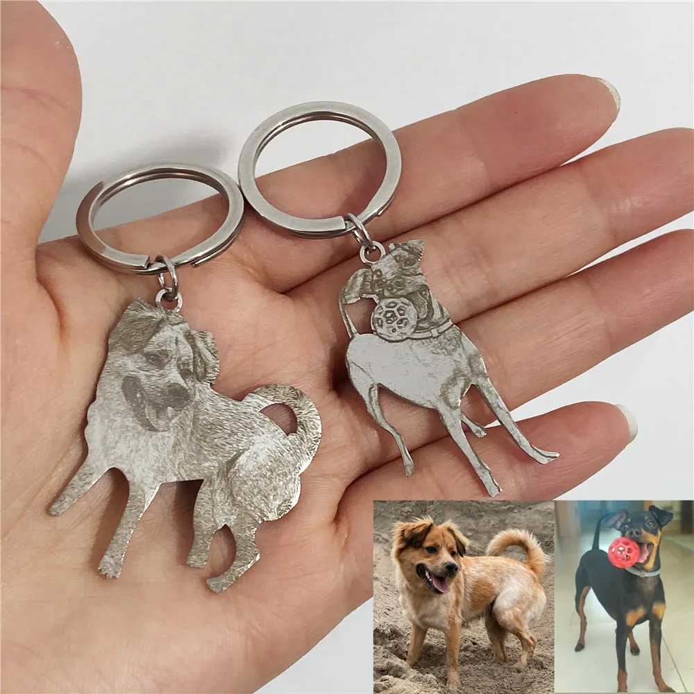 Portachiavi con immagine personalizzata per animali domestici Collana con incisione Ciondolo personalizzato con foto di gioielli per cani di gatto