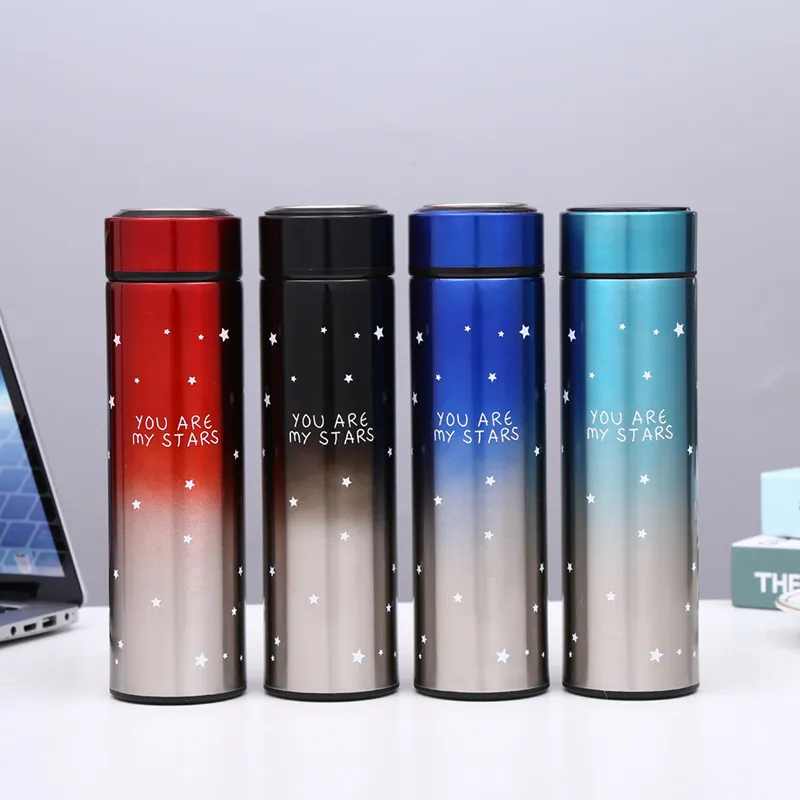 8 Stilar LED smarta vattenflaskor Temperatur Display lockar termisk isolering rostfritt stål tumlers kaffete koppar muggar med låda