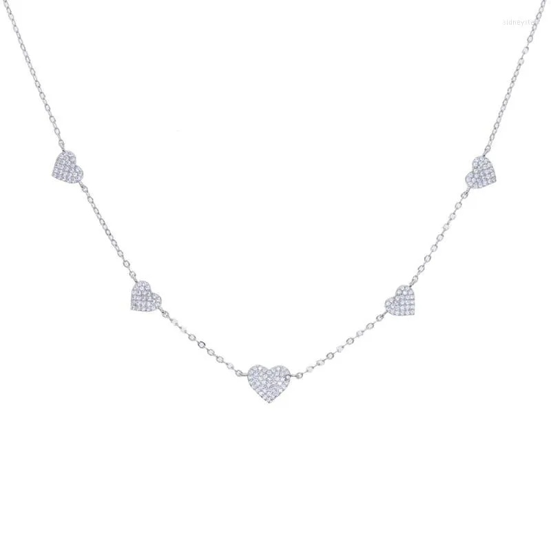 Chaînes Or Argent Couleur Minimal Délicat Coeur Pendentif Collier Bling Cz Station Charme Ras Du Cou Cadeau De La Fête Des Mères Bijoux