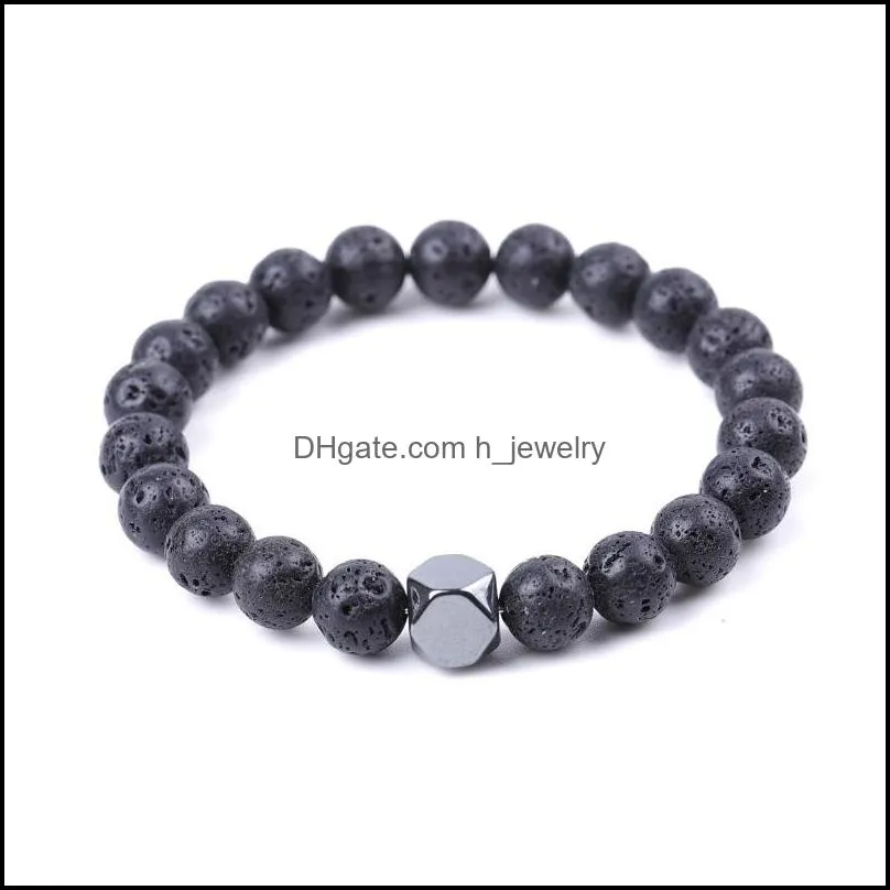 Bracelets De Charme Amant Hommes À La Main Hématite 8Mm Bouddha Pierre De Lave Bracelet Perles Bracelets D'été Femmes Bijoux Cadeau Goutte Dhseller2010 Dho2S