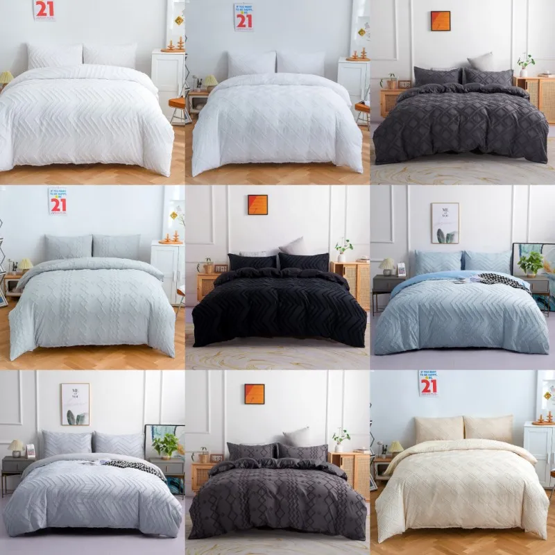 Color de color sólido Cubierta de la cubierta de la almohada del almohada Juego de ropa de cama de diamante White Simplicidad Clama de cama sin cama 20220829 D3