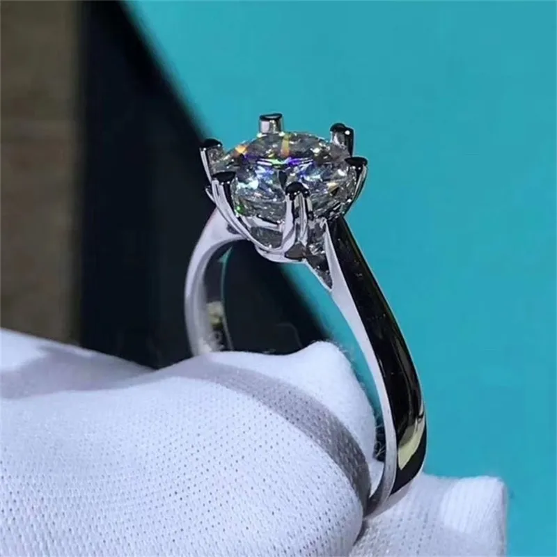 Wedding Rings Pure 18K White Gold 1ct 2ct 3ct classic jewelry Party Anniversary For Women 220829