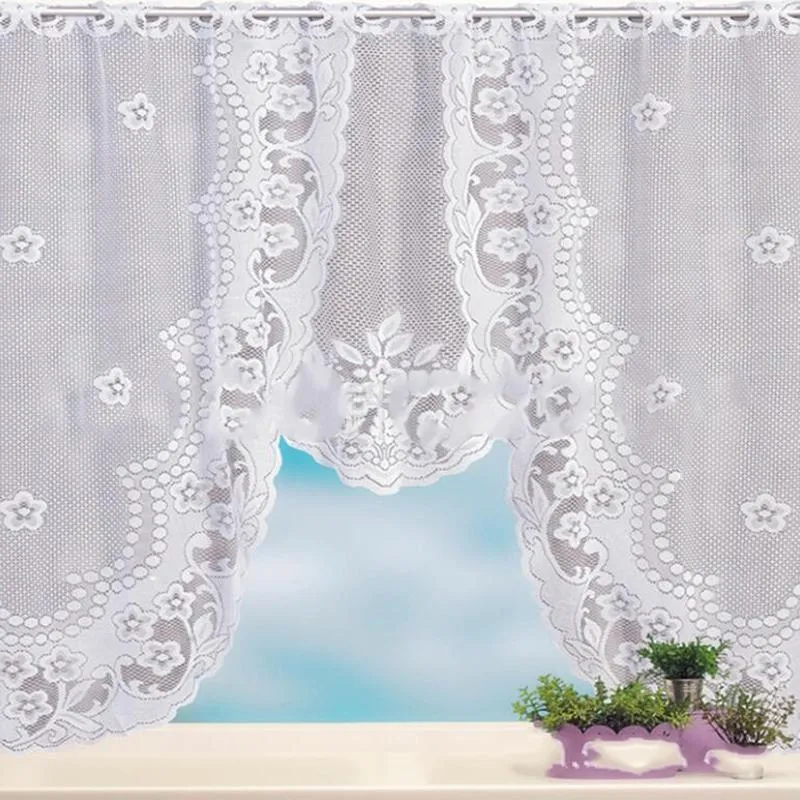 Rideau européen en dentelle blanche rideaux transparents pour la cuisine de la fenêtre de valance de la cuisine