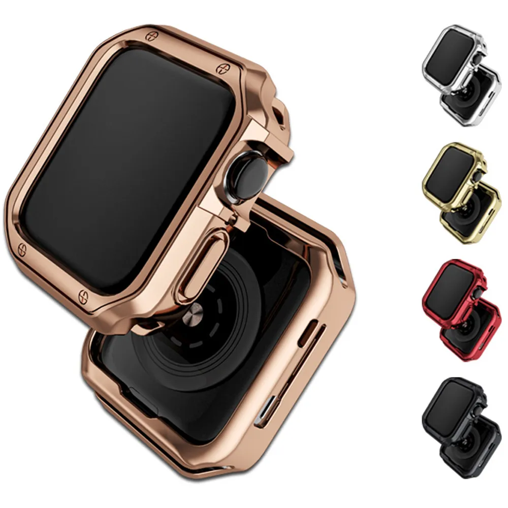 Cover voor Apple Watch Case 45mm 41mm 44mm 40mm 42mm 38mm TPU galvaniseren Covers iWatch Serie 7 6 5 4 3 SE Case