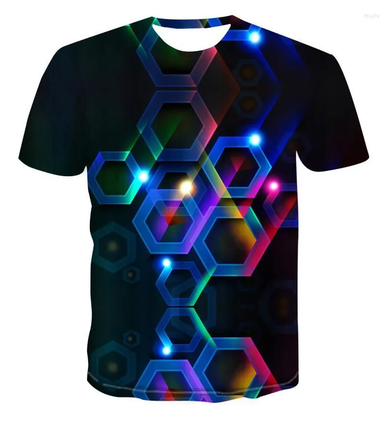 MEN THIRTS 3D Simple Fashion Color Geometry Stack T-Shirt T-Shirt for Men Proendatile Cool Print فريدة من نوعها وسيم