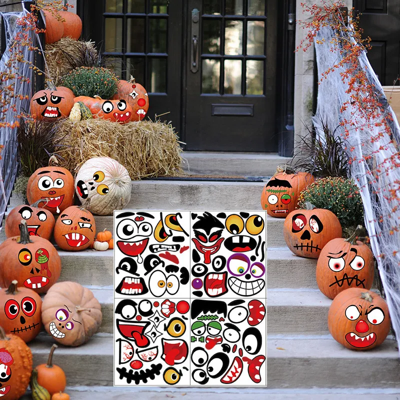 Andere evenementen Feestartikelen Halloween Skeletstickers Vleermuis Spook Pompoen Decoratie voor thuis Badkamer Toilet Spookgans Enge deur Muurraamsticker 220829