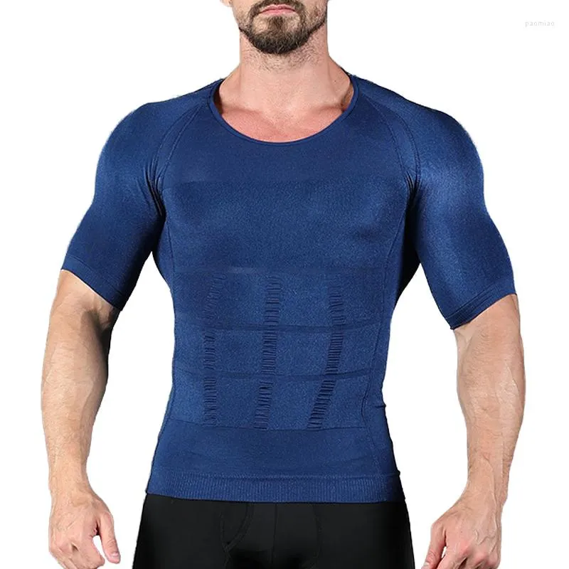 Hommes Body Shapers Hommes T-Shirt Minceur Shaper Posture Corrective Contrôle Du Ventre Compression Homme Modélisation Sous-Vêtements Corset M-3XL