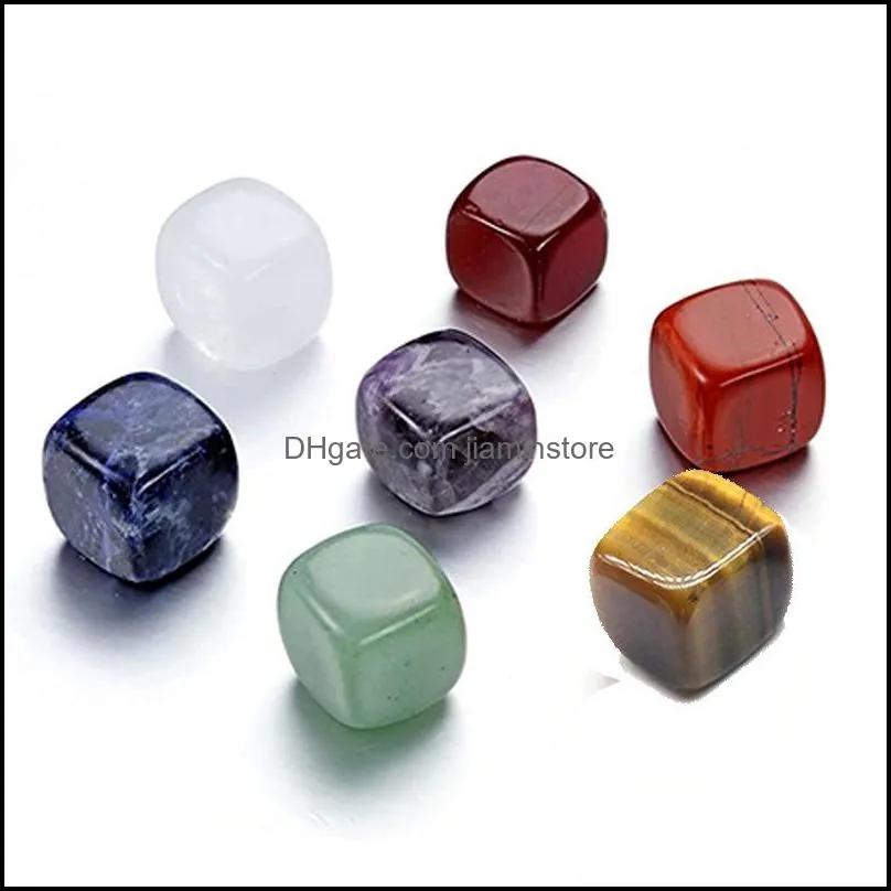 Stone 7 Chakra Set Reiki Natural Crystal Stone Square Polishing Amethyst Rose Quartz Yoga Energy Bead Healing Decoration Dhseller2010 Dhl4A