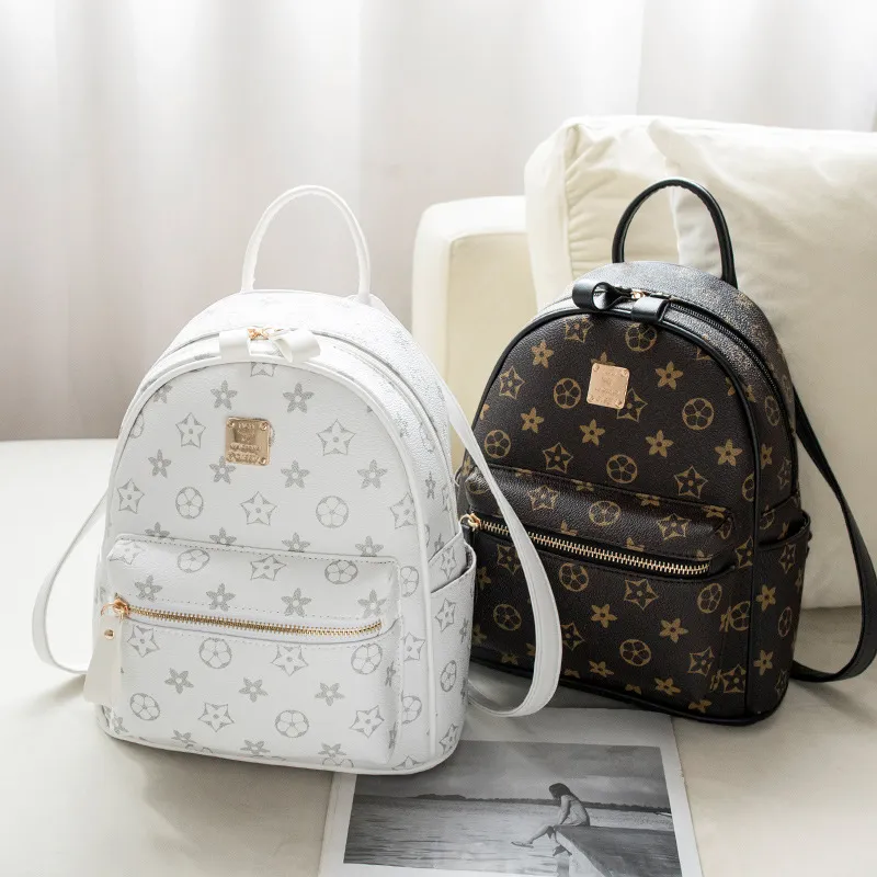Mini Leather Backpack for Women Designer School Bags Luxury Handbag Floral Crossbody Messenger Bag