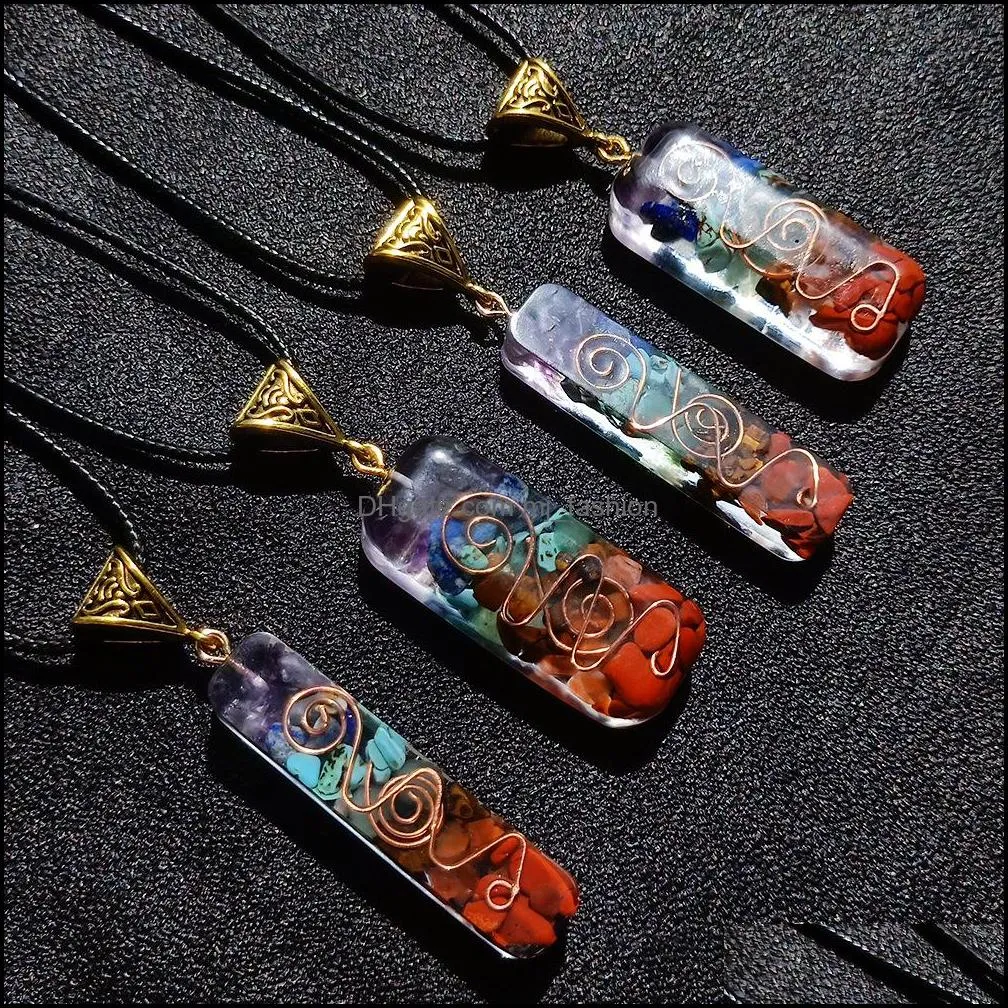 Colares pendentes meditam pêndum chakra pingente cura de cristal em pedra colares de jóias moda homens homens energia pe mjfashion dhfmy