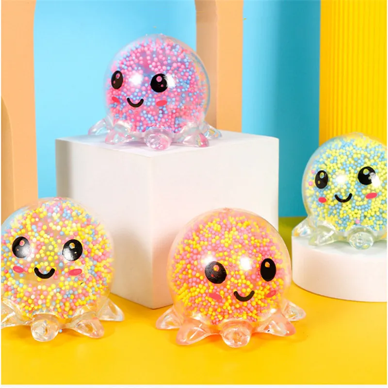 Fidget Toy Stress Glowing Light Squid Vent ball Squeeze doll Giocattoli di decompressione Bubble Octopus Ball Regalo di compleanno per bambini 61