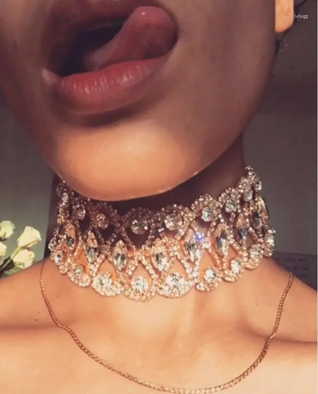 Ras du cou cristal gemme diamant or argent collier pour femmes bijoux brillant strass chaîne Sexy cadeau Nighclub 2022