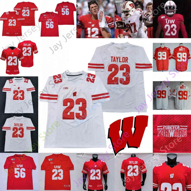 American College Football Wear American College Football Wear Wisconsin Badgers Football Jersey NCAA College Melvin Gordon T.J. Watt Jack Coan Jonathan Taylor Qui