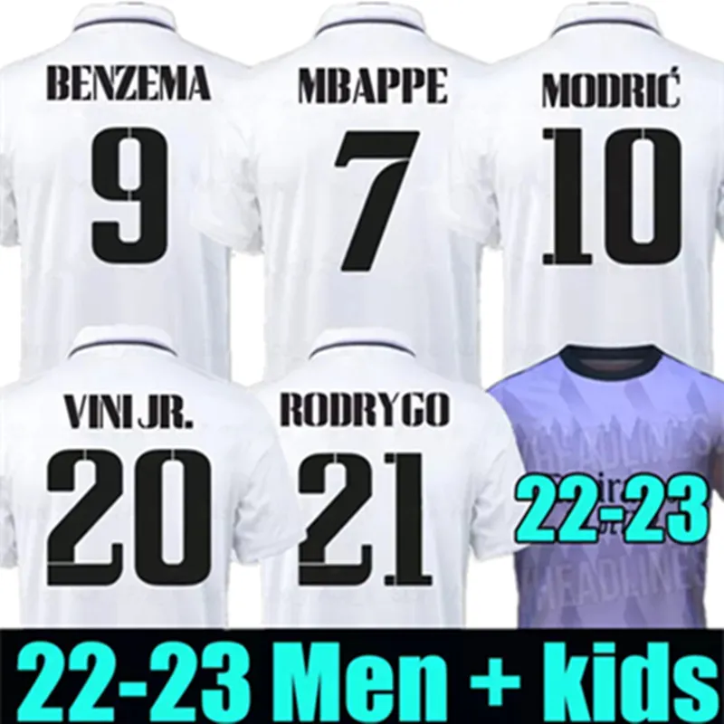 22 23 BENZEMA REAL MADRID soccer jerseys home away MODRIC KROOS VINI ALABA HAZARD ASENSIO MARCELO ISCO football shirt men kids kit Sets jersey