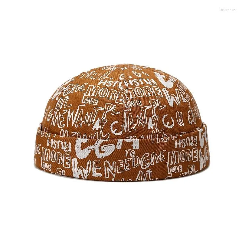 Berets Graffiti Design Brimless Männer Frauen Hut Frühling Herbst Vermieter Kappe Streetwear Hip Hop Docker Beanie Hüte