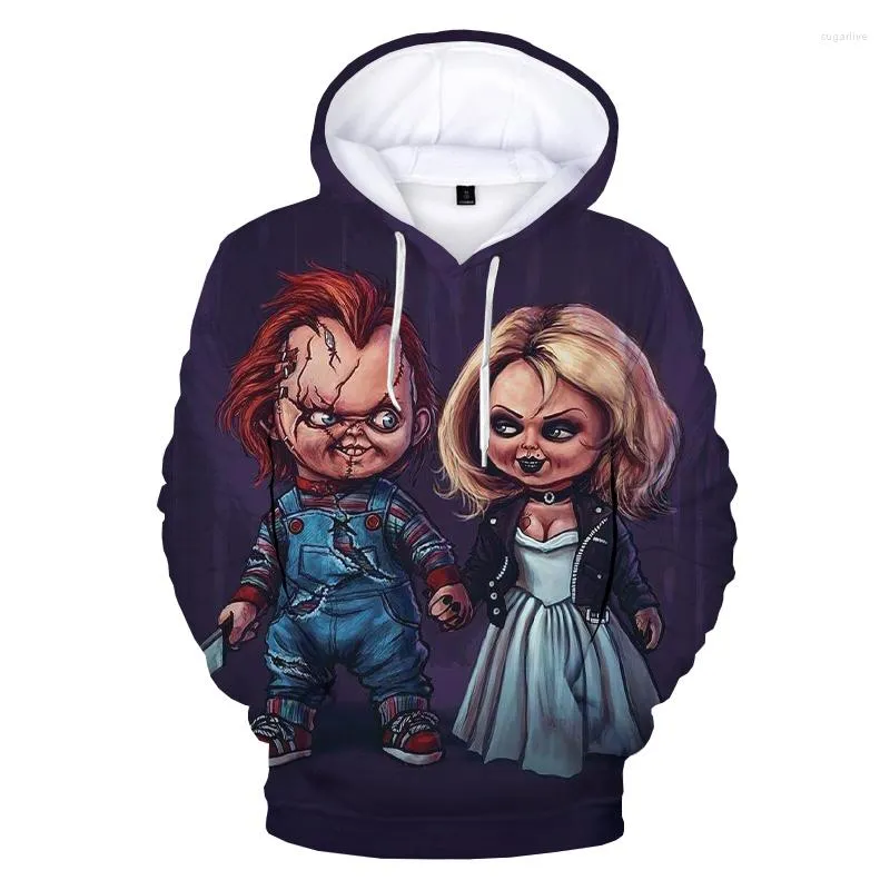 Men's Hoodies Chucky의 신부 3D 프린트 까마귀 스웨터 남성 여성 패션 캐주얼 풀오버 하라주쿠 Streetwear Oversized