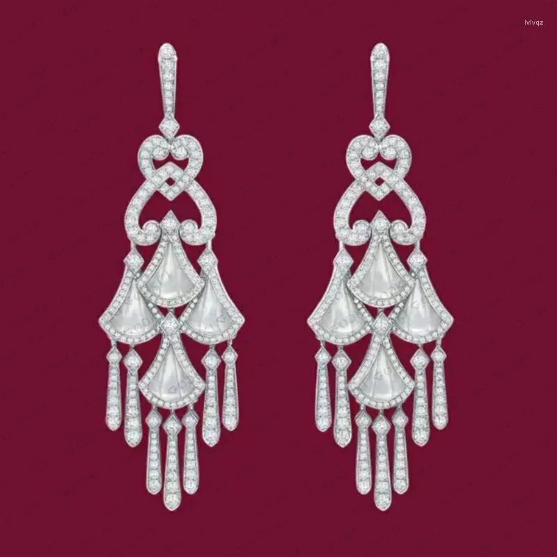 أقراط Dangle Godki Trendy Tassels Drop for Women Wedding Party Multicolor Cubic Zircon Dubai Bridal arring Boucle D'Oreille 2022