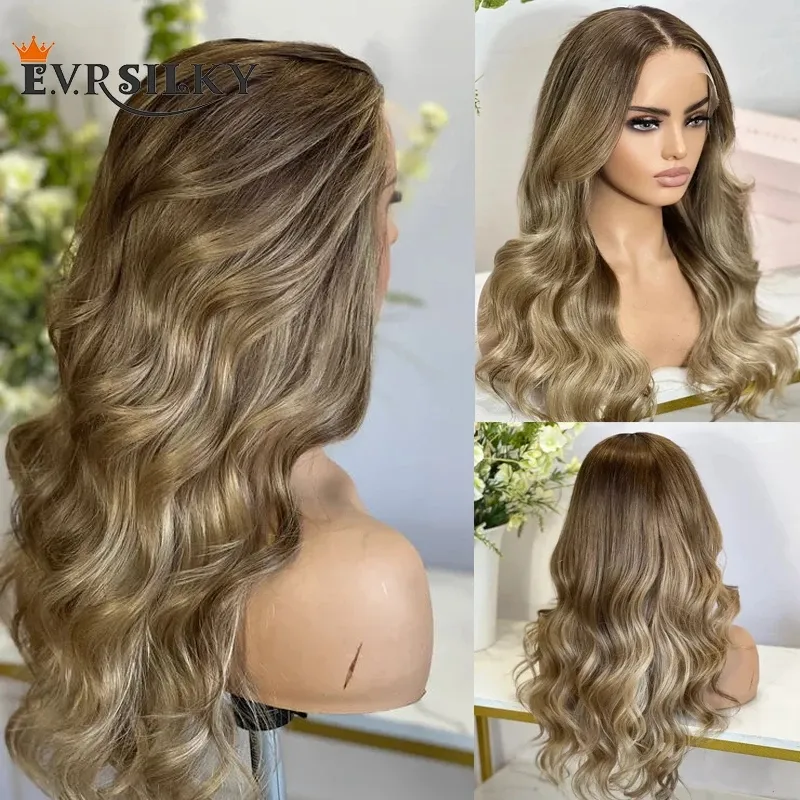 Perruque Lace Front Wig naturelle sans colle, cheveux naturels, longs et ondulés, blond cendré, 13x4, 26 pouces, densité 180, naissance des cheveux naturelle, pour femmes