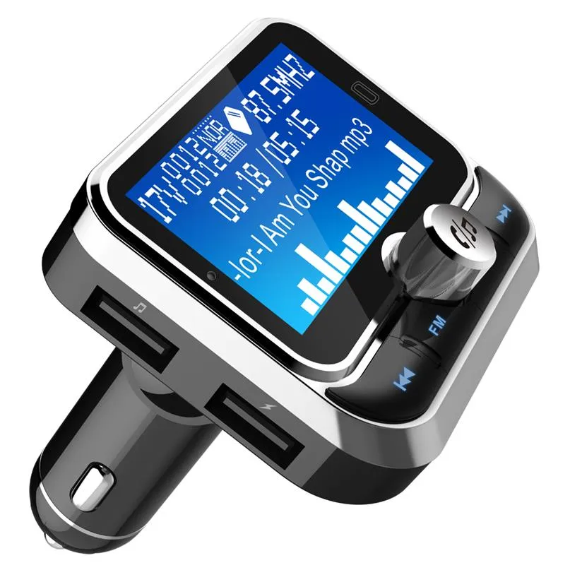 업그레이드 된 버전 Bluetooth FM 송신기 키트- 디스플레이 라디오 어댑터 QC3 0 및 Smart 1 2 4A 듀얼 USB 포트 충전기 MP3 P213J