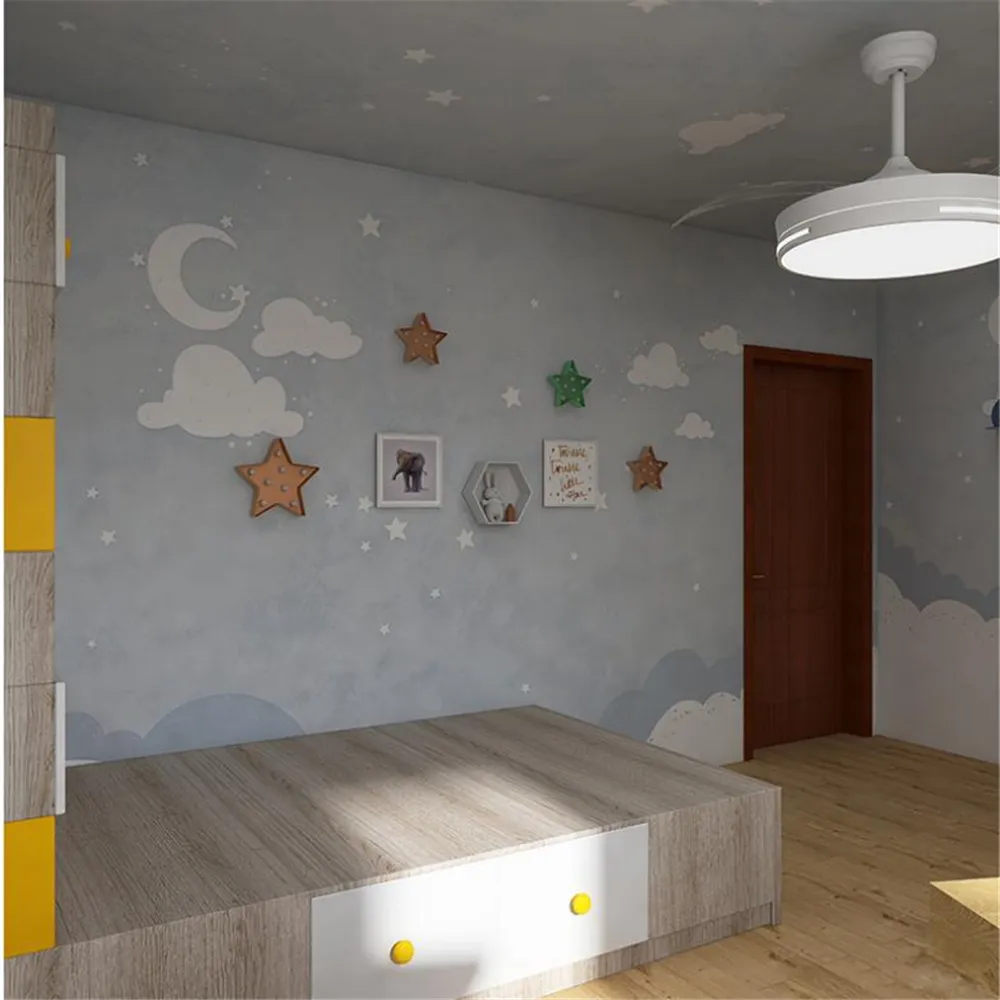 Warm moon wall cloth Nordic children's room wallpaper boy girl bedroom wallpaper kindergarten custom mural