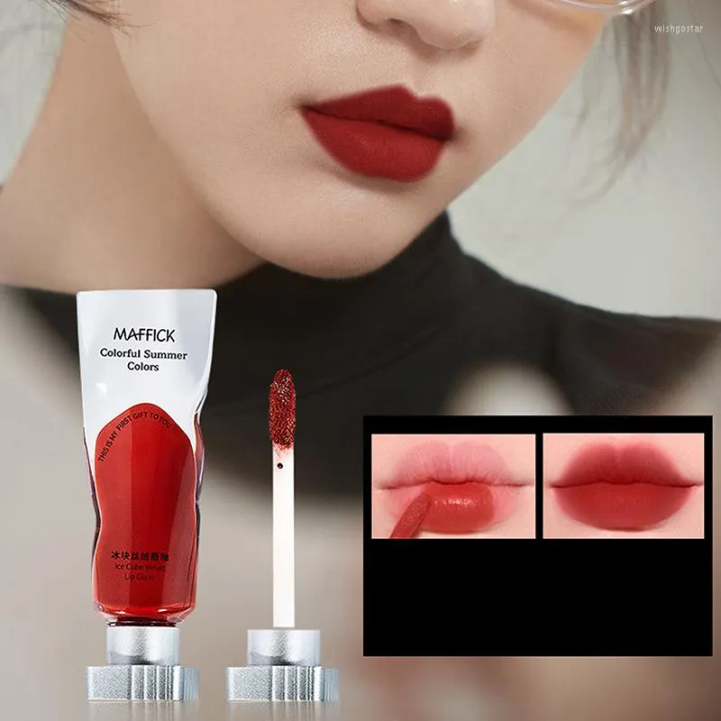 Lip Gloss Air Soft Velvet Glaze Langdoorzitting Rijk Rich Red Color Chestnut Brown Mousse Nit-Stick Cup Tint Makeup Cosmetic