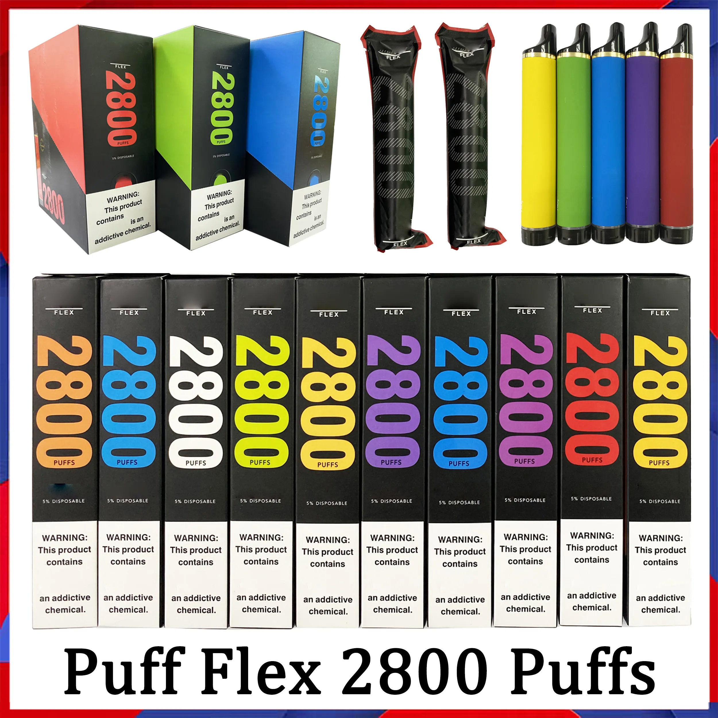 パフフレックス使い捨て電子タバコ蒸気ペンデバイス2800パフ10ml 1500mahバッテリー20フレーバー利用可能