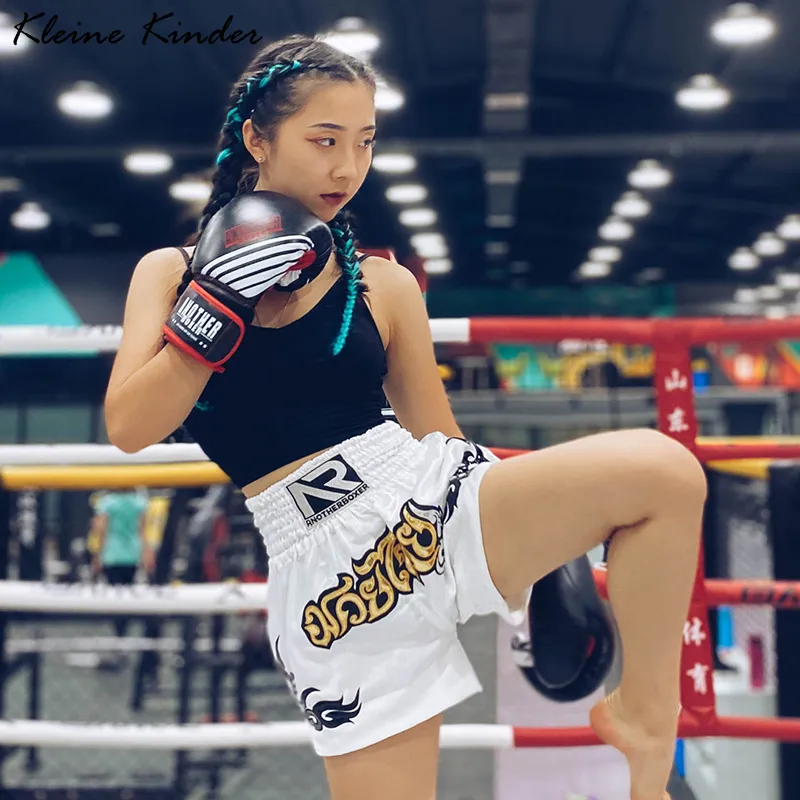 جذوع الملاكمة نساء MMA شورتات Kickboxing قتال القتال تصارع الفتيات قصيرة النمر boxeo الملاكمة سراويل الأطفال MEN'S MUAY THAI CROSSE BOXE TRUNKS 220829