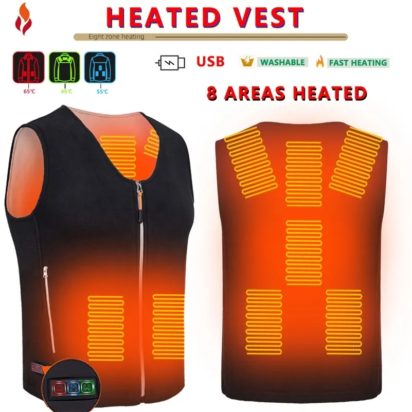 Men's Vests Men Jacket heated Winter womens Warm vest Electric Thermal Waistcoat Fish Hiking Outdoor camping Infrared USB Heated vest Jacket 220827