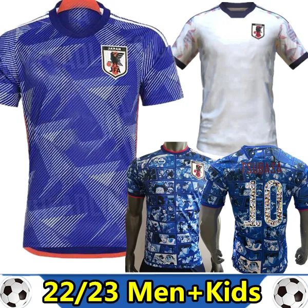 اليابان 22 23 كرة قدم قميص المنزل الكارتون الأزرق الكابتن تسوباسا 2022 2023 Atom اليابانية لكرة القدم قميص هوندا كاغاوا أوكازاكي رجال مجموعة أطفال مجموعة المشجعين للنساء الفتيات