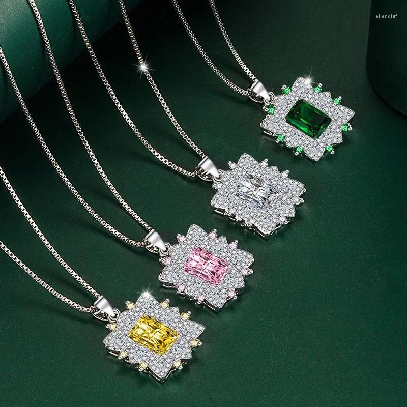 Garufra amarela de diamante pingente simulação feminina de colar de cristal verde conjunto de jóias de tesouro acessórios