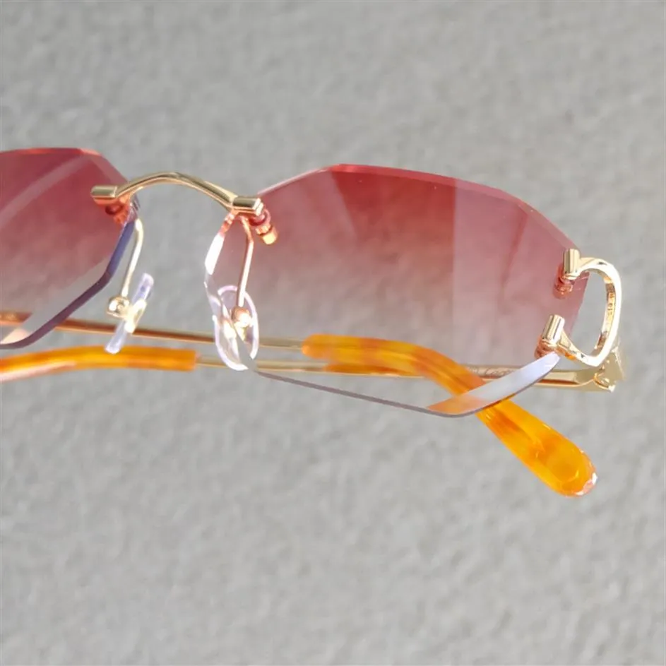 다이아몬드 컷 디자이너 선글라스 남성 림리스 와이어 C 패션 태양 안경 카터 고급 선글라스 드라이빙 음영 안경 트렌드 SU239B