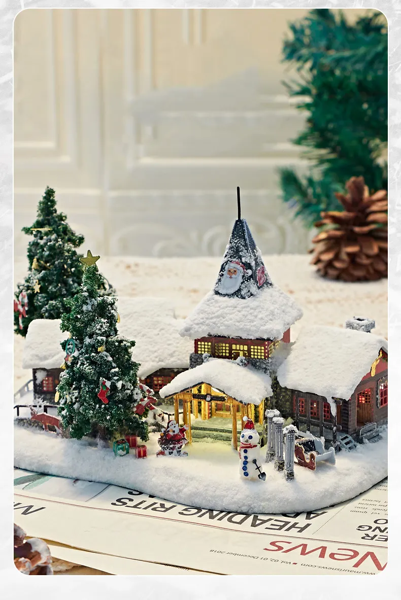 DIY 3D Metal Miniature Town Model Kits With Santa Claus Dollhouse And