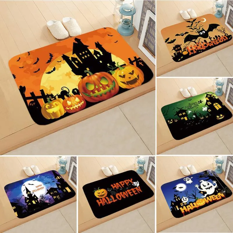 Tapis Halloween Thème Série Paillasson Citrouille Château Tapis De Sol Doux Salle De Bains Cuisine Pied Absorbant 40 60cm