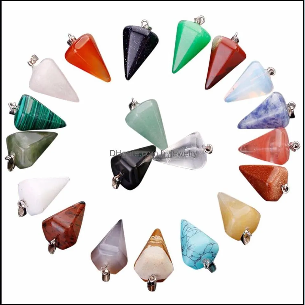 Charms Fashion Natural Stone Charms Hexagonal Cone Pendant Mticolor för DIY Halsbandsmycken Making Drop Delivery 2021 Fi DHSeller2010 DHX1L