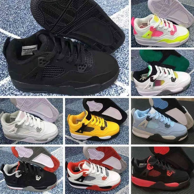 Premium Jordan J4 Kids Boys Basketball Shoes Black Cat Design For Boys And Girls Toddler Sport