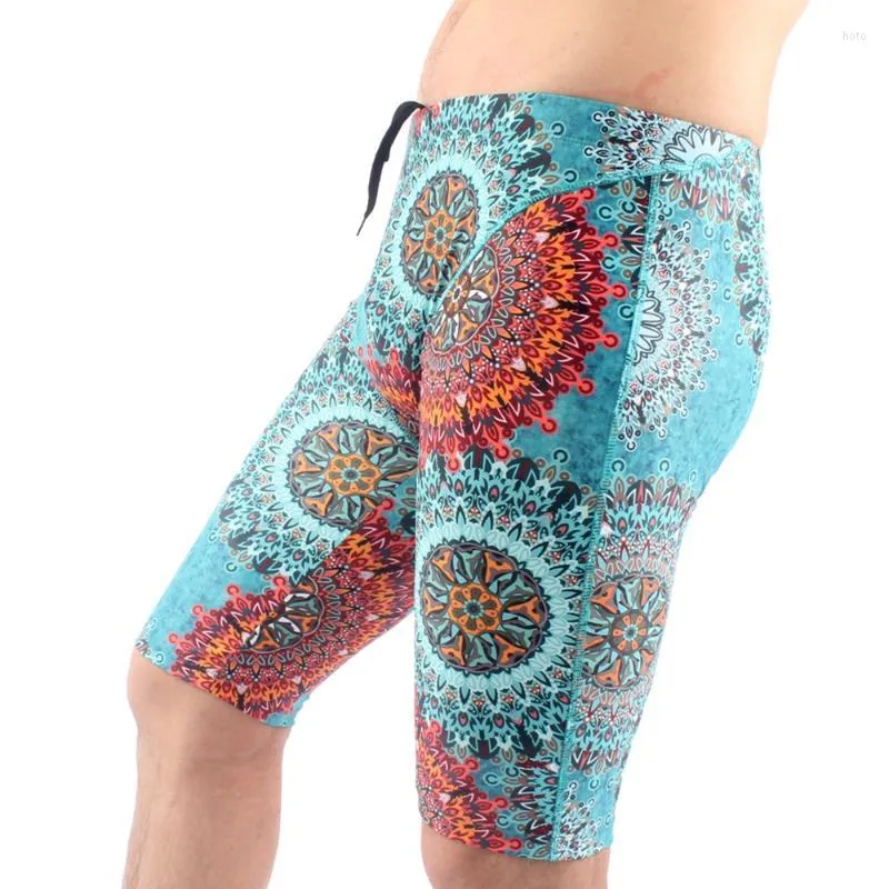 Мужские шорты нейлоновая лайкра Мужские плавающие сундуки Удивительные печатные коленные брюки купание костюмы мужской купальник